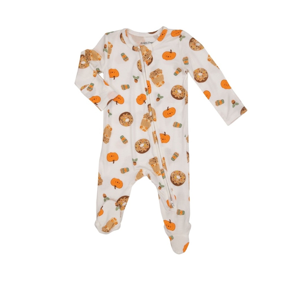 Angel Dear 2 way zipper footie Pumpkin Spice Latte 3-6M